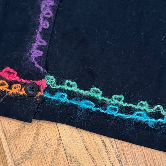 Vintage Michael Simon Black Cardigan with Colorful Embroidery - Picture 7 of 11